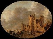 Jan van Goyen Skaters in front of a Medieval Castle oil painting reproduction